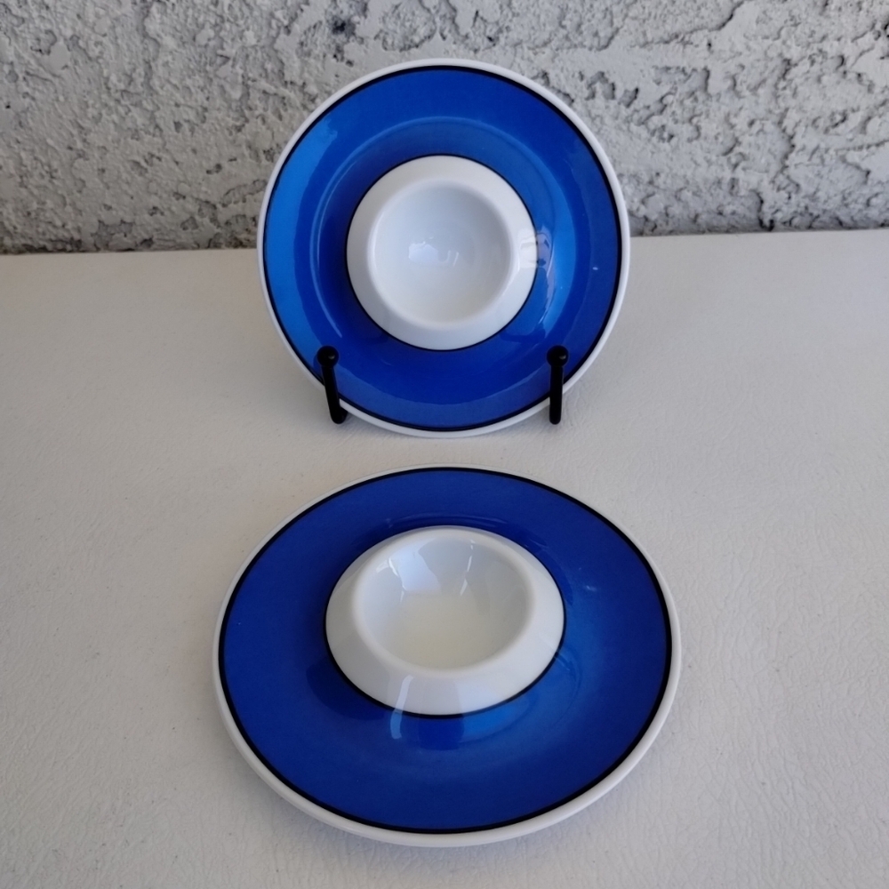 Heinrich Winterling Blue White Egg Cups Set Of 2